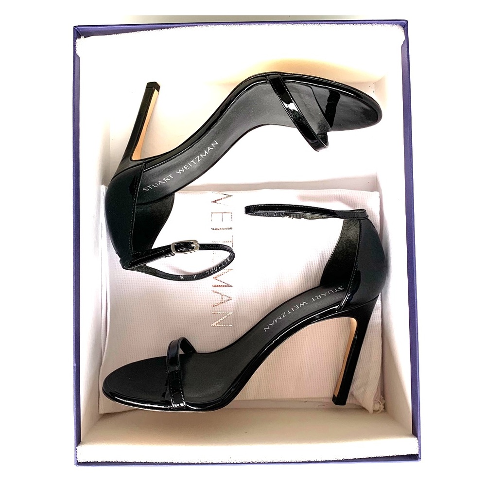 Black Patent Leather Nudistrong High-Heel Sandals